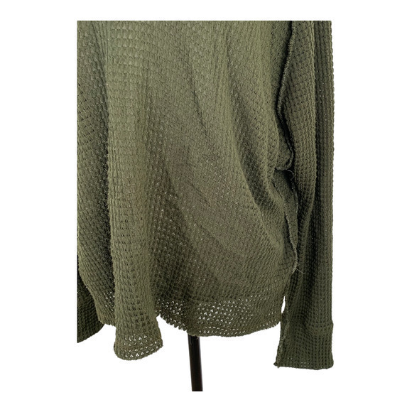 Elan Olive Green Cowl Neck Waffle Weave‎ Long Sleeve Top Sz XL - Picture 3 of 5